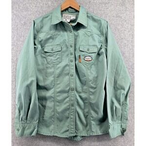 Rasco FR CAT2 Flame Resistant Cool Girl Work Shirt Sz L Green Long Slv Western